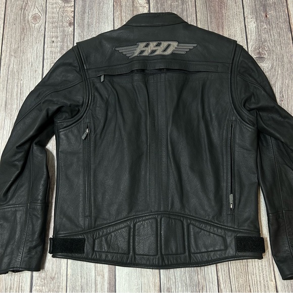 Harley Davidson Men’s Large Crossroads Reflective Black Full Zip Leather Jacket - Picture 10 of 16